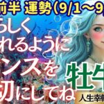 【♉牡牛座さん💖9月前半運勢】〈自分の実力を活かしつつ、バランス感覚を大切に活動して😊焦らず丁寧に自分を大切に💖貴方らしくね👍〉 人生幸転タロットリーディング 占い おうし座 太陽星座・月星座