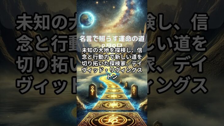 短縮版【四柱推命】8月9日・名言で照らす運命の道 #今日の運勢 #占い #占い鑑定   #恋愛相談 #恋愛 #恋愛占い #片思い #運命の人 #引き寄せ #名言 #運命