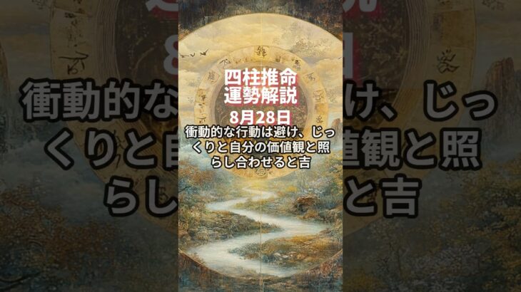 【四柱推命】8月28日・運勢解説 #今日の運勢 #占い #占い鑑定  #占い好き女子 #恋愛相談 #恋愛 #恋愛占い #片思い #婚活 #運命の人 #引き寄せ #引き寄せの法則 #恋愛運アップ