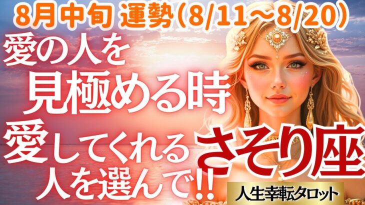 【♏蠍座さん💖8月中旬運勢】〈本当に貴方を愛するソウルファミリーと出会う時✨人間関係を見直して、自分を大切にしてくれる人と生きよう✊〉 人生幸転タロットリーディング 占い さそり座 太陽星座・月星座