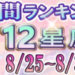 【今週の運勢】8月25日～8月31日の12星座運勢ランキング 仕事運・金運・恋愛運…今週の運勢は？【水森太陽監修・莉瑠作成】#占い館セレーネ #星座占い