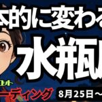 【水瓶座】♒️2025年8月25日の週♒️《再アップ》根本的に変わる時。めちゃくちゃモテモテ。何か良い事が待っている。みずがめ座。タロットリーディング