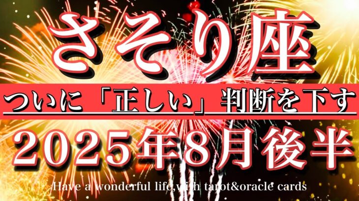 さそり座♏︎2025年8月後半タロットリーディング💫ついに「正しい」判断を下す！Scorpio tarot reading