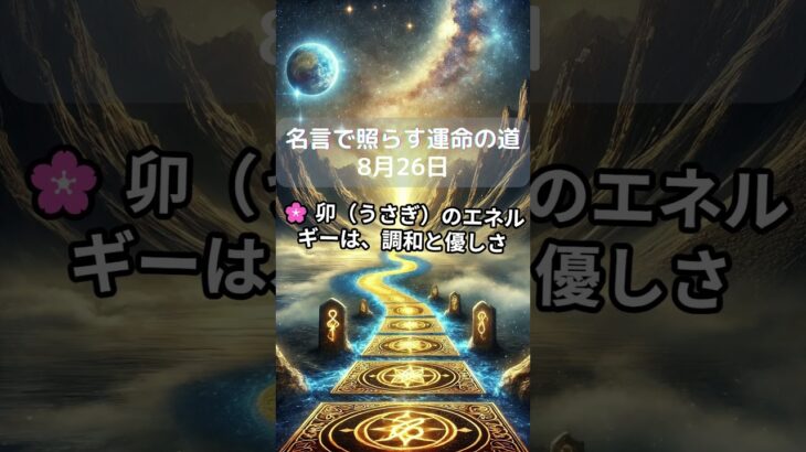 短縮版【四柱推命】8月26日・名言で照らす運命の道 #今日の運勢 #占い #占い鑑定   #恋愛相談 #恋愛 #恋愛占い #片思い #運命の人 #引き寄せ #名言 #運命
