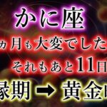 かに座《89か月》大変でしたね《それもあと11日》悪縁期→黄金時代への理由、蟹座のこれからを解説。
