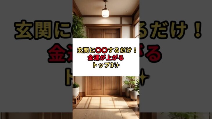 【高額当選者共通！】たったこれだけ！で金運が激上がり✨し、何もかも上手く行く✨玄関の秘密！【金アップの秘密トップ３】　#金運アップ 　#金運 　#高額当選　#風水 　#開運 　#スピリチュアル
