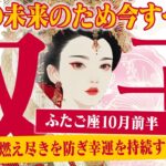 【ふたご座10月前半】絶好調だからこそ要注意！ 燃え尽きを防ぎ、幸運を持続させる方法【癒しの眠れる占い】