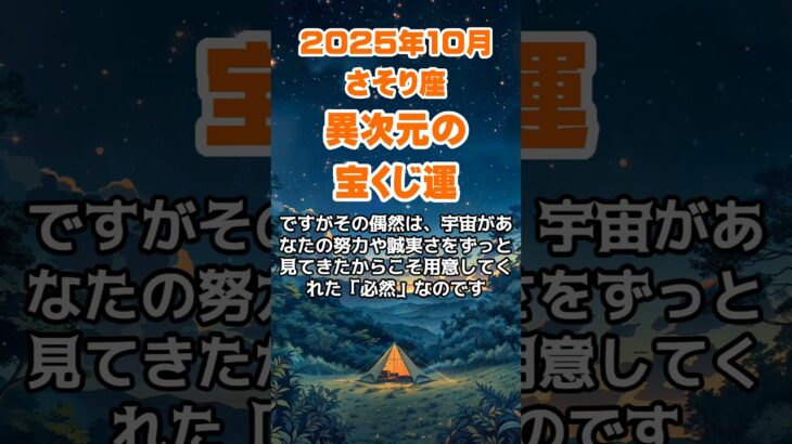 【蠍座】2025年10月のさそり座の運勢～異次元の宝くじ運～ #蠍座 #さそり座 #蠍座の運勢