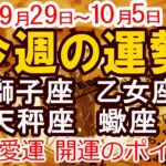 【2025年9月29日から10月5日】今週の運勢 獅子座 乙女座 天秤座 蠍座｜恋愛 金運 幸運日 開運のポイント