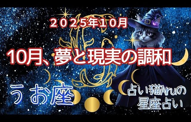 【うお座 2025年10月の運勢】占い猫Aruの星占い🌙 総合運・恋愛・金運・仕事・健康・ラッキーガイド