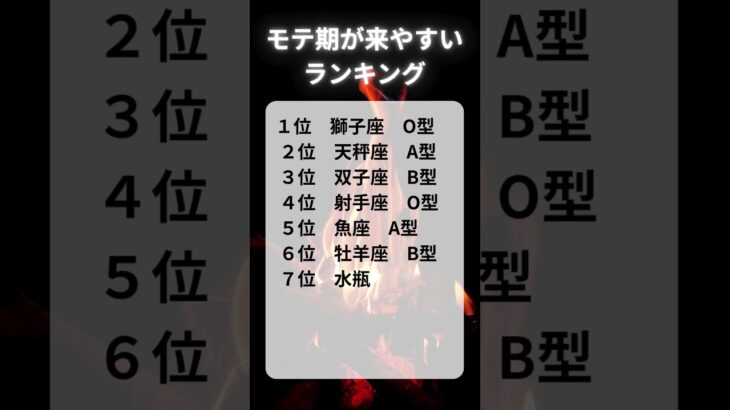 モテ期が来やすいランキング #星座占い #恋愛心理 #恋愛あるある #恋愛 #血液型占い