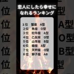 恋人にしたら幸せになれるランキング＃血液型占い＃星座占い #恋愛心理  #恋愛心理