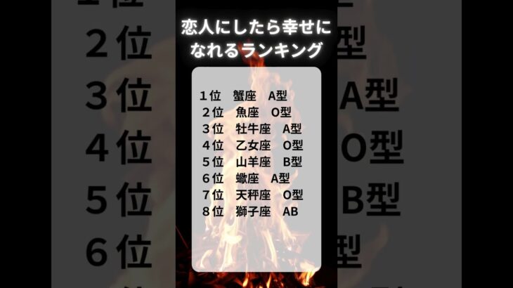 恋人にしたら幸せになれるランキング＃血液型占い＃星座占い #恋愛心理  #恋愛心理
