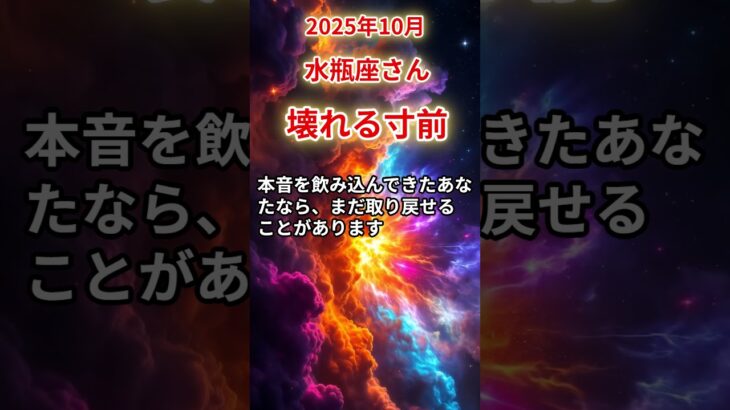 【水瓶座さん】2025年10月の「みずがめ座」〜壊れる寸前　でも、まだ終わらせたくないあなたへ〜#shorts