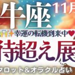 【牡牛座】期待超え展開😍‼️幸運の転機到来中🌈✨全体運！見逃し注意です🫶✨💗【仕事運/対人運/家庭運/恋愛運/全体運】11月後半 タロット占い