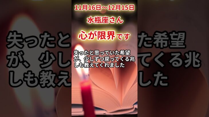 【水瓶座さん】11月後半から12月前半の「みずがめ座」〜心が限界です　頑張りすぎたあなたに〜#shorts