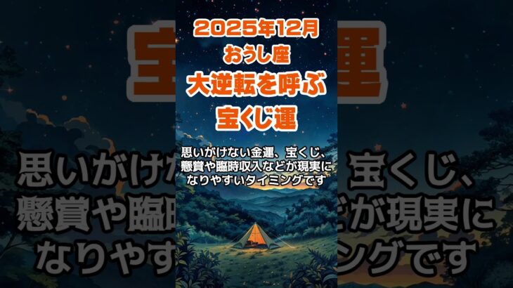 【牡牛座】2025年12月のおうし座の運勢～大逆転の宝くじ運～ #牡牛座 #おうし座 #牡牛座の運勢