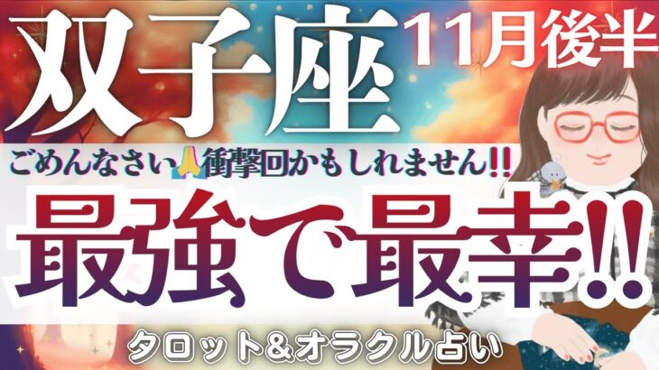 【双子座】初展開‼️超〜強烈‼️最強で最幸へ🕊️✨新たなサイクル🌈✨🫶辛口ではありません🫶✨【仕事運/対人運/家庭運/恋愛運/全体運】11月後半 タロット占い