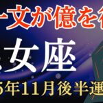 【乙女座】2025年11月後半のおとめ座の運勢～無一文が億を得る～