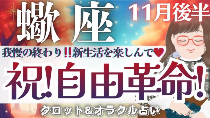 【さそり座】見逃し注意👀‼️我慢の終わり‼️自由革命期🪽✨”仕事・対人運”必見❤️【仕事運/対人運/家庭運/恋愛運/全体運】11月後半 タロット占い