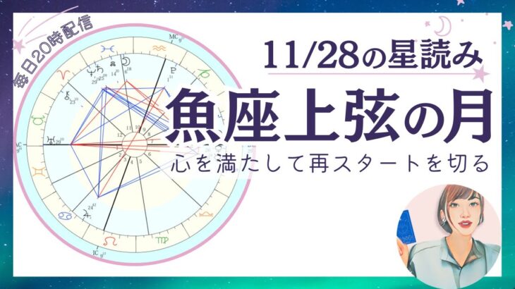 2025年11月28日(金)魚座上弦の月＆土星が順行！心を満たして再スタートを切る。
