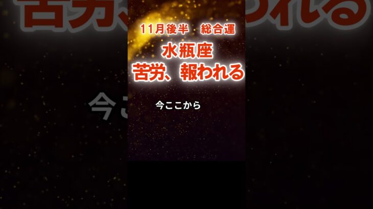 【総合運】水瓶座：2025年11月後半みずがめ座は「苦労、報われる」　#みずがめ座　#水瓶座　#水瓶座の運勢