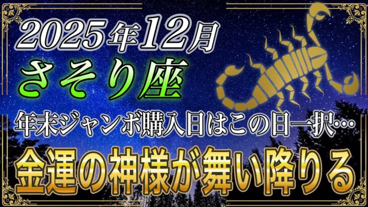 【さそり座♏】蠍座のあなた、見逃すと損します。12月の年末ジャンボの購入日は大吉兆日この日一択です。【12星座占い】