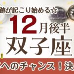 ふたご座さんへ♊️【12月後半】スゴっ！奇跡が起こり始める☆どうなるのか？不安だった事が決まる！♦︎集中/呼吸/静穏ポイント…集中すべきものにフォーカス！力を分散しない事☆アファメーションで引き寄せ