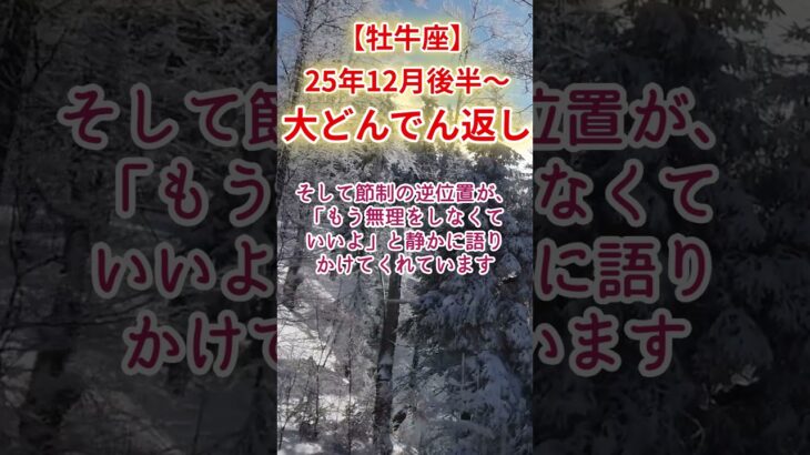 【牡牛座】2025年12月後半～おうし座総合運占い #牡牛座 #おうし座 #shorts