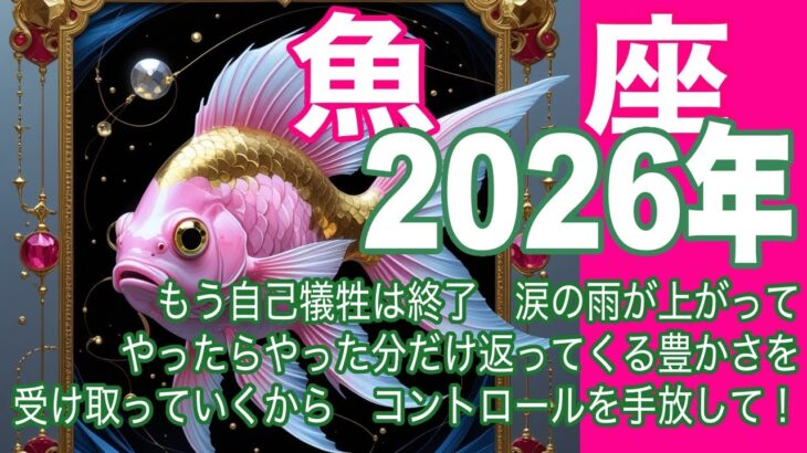 魚座♓️2026年　年間リーディング＊もう自己犠牲は終了　涙の雨が上がって　やったらやった分だけ返ってくる豊かさを受け取っていくから　コントロールを手放して！＊魂のリーディング