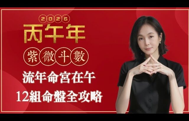 丙午年流年命宮在午｜2026流年運勢｜十二組流年命盤｜紫微斗數十四主星組合｜同機昌廉｜馬上有福🐎🧧