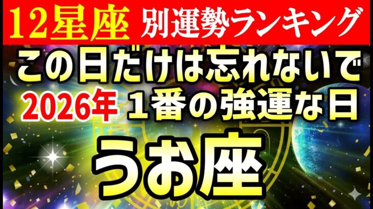 【うお座】この日だけは忘れないで　2026年1番の強運日　魚座