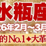 【みずがめ座】2月~3月前半運勢　きたー！！圧倒的No.1運勢💪大革命期くるよ✨自分をやさしく労わってね【水瓶座 ２月】【水瓶座 ３月】【水瓶座2026年】タロット