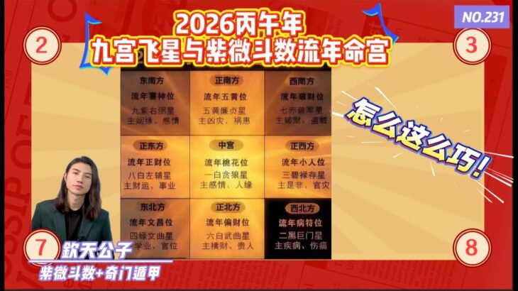 2026丙午年 九星飞宫与紫微斗数流年命宫怎么这么巧合？！