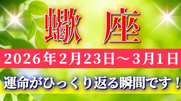 蠍座 【 さそり座 ♏ 】毎週タロット( 2026年2月 23日の週) 奇跡の現実化！その強い想いが未来を塗り替える✨🔑 Scorpio タロット占い タロットリーディング