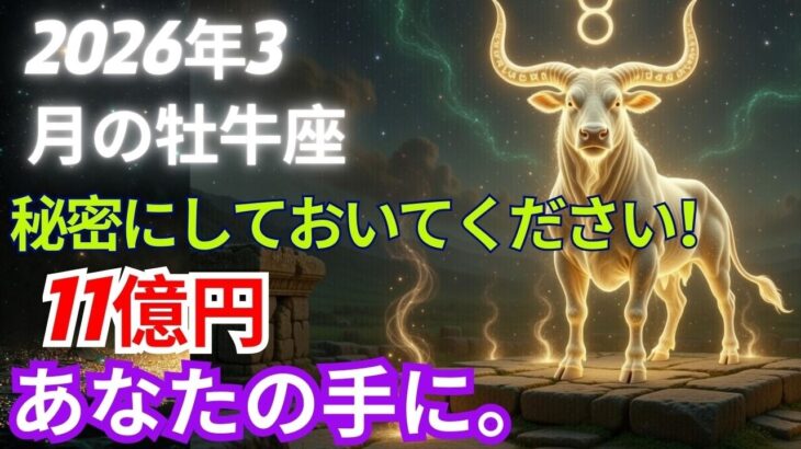 【おうし座♉】体が重い…これは神様の「近寄るな」警告！3月だけ出る金運守護サイン【2026年最重要月】