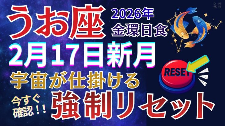 【うお座】2月17日“強制リセット”発動｜人生の軌道修正を起こす水瓶座新月・金環日食#うお座 #星座占い #占星術 #2026年運勢 #心理学
