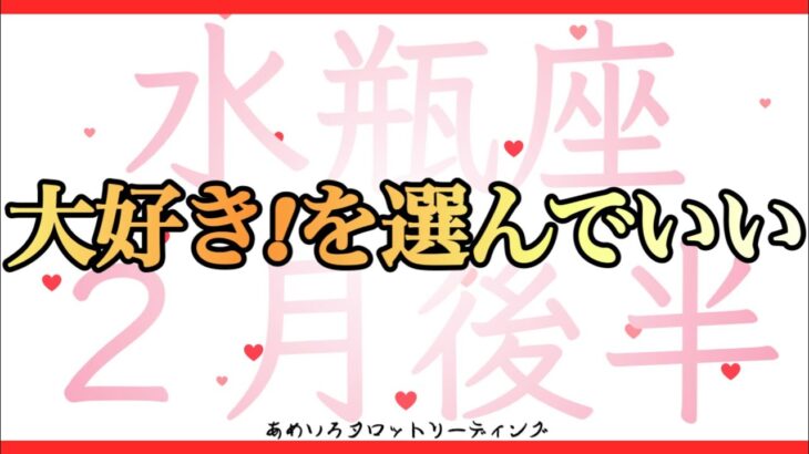 【水瓶座♒️２月後半】「大好き！」を選んでいこう💖時代が水瓶座さんに追いついてくる🌈✨