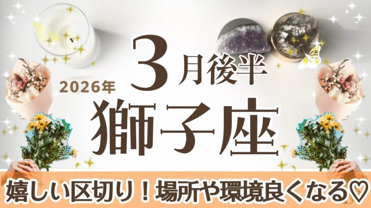 しし座さんへ♌️【3月後半】ビックリする嬉しい区切りや最終段階！その結果❤︎欲しい物、場所や環境が手に!先々が見える様になる(ポ)地に足をつける/情報/整理整頓♦︎睡眠/歩きやすい靴☆アファ運気UP☆