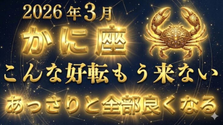 【蟹座】3月大好転の始まり、どうか見逃さないでください✨神様から守られる人生へ