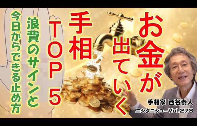 【手相占い】お金が出ていく手相トップ5　浪費のサインと今日からできる止め方を教えます【ニシタニショーVol.273】